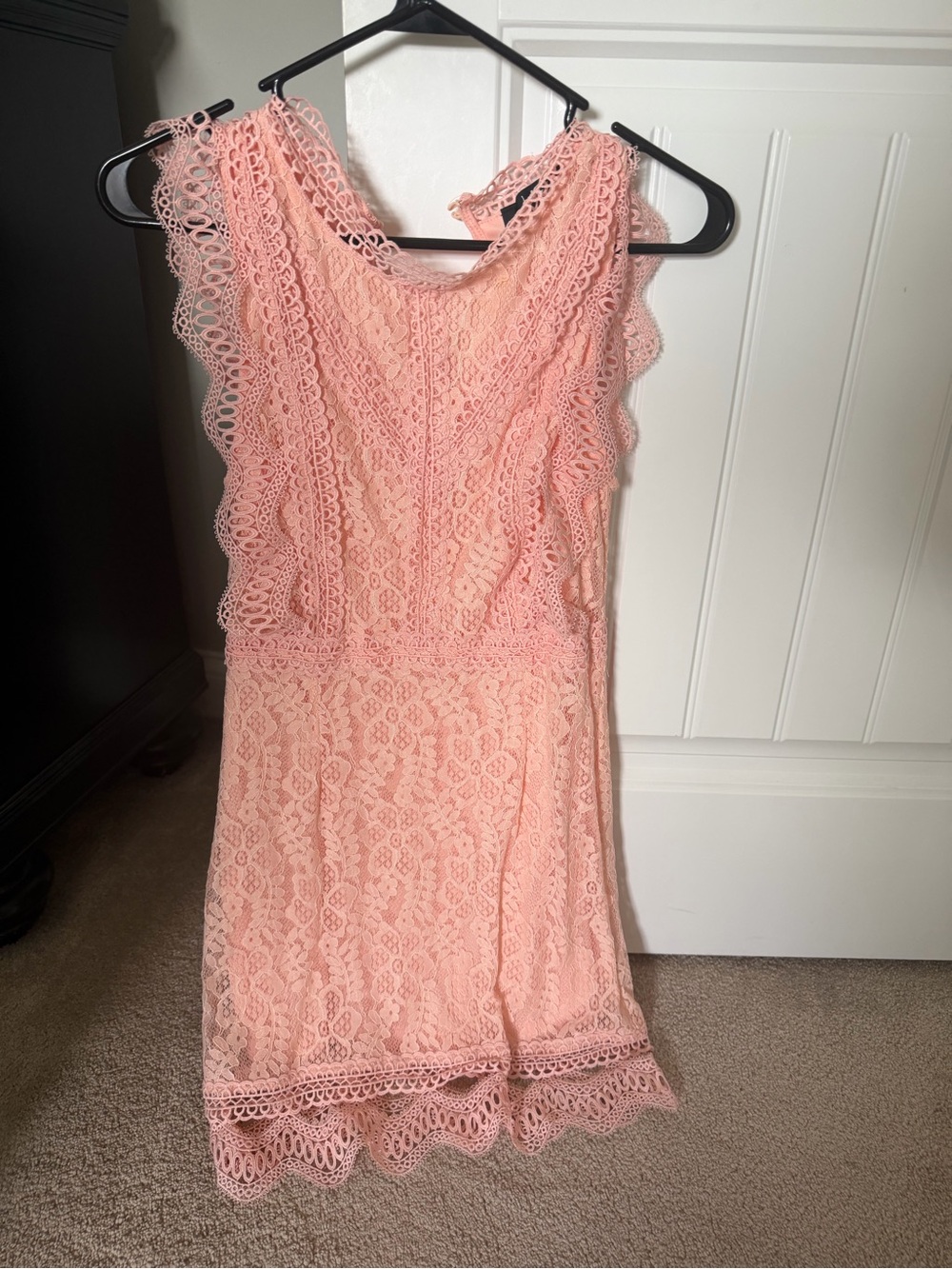Lulu's Peach Lace Midi Dress